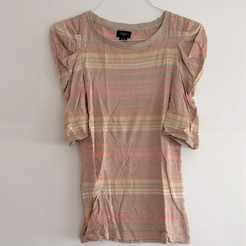 Anthropologie Neutral Stripe 1/2 Sleeve Sweater